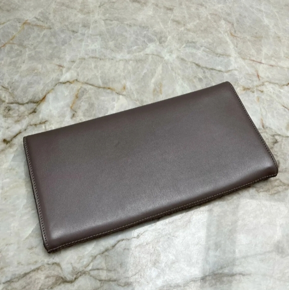 Cuyana Leather Brown Tan Beige Chain Clutch Crossbody Silver Chain - Picture 6 of 12